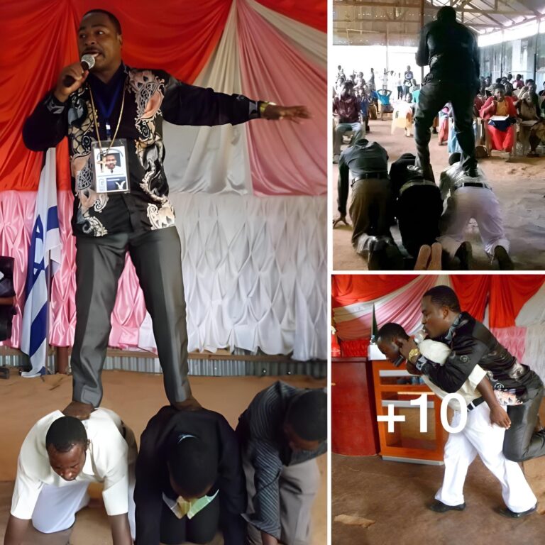 Meet The Nigerian Pastor who legs doesn’t touch ground his Church Members Carry him around (Video)